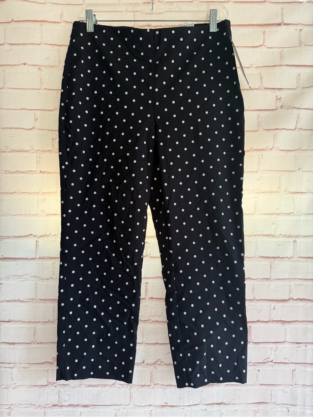 Polka Dot Straight-Leg Capri - Black with White Dots